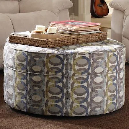 Roundabout Ottoman Button-Tufted Cocktail Ottoman with Casters